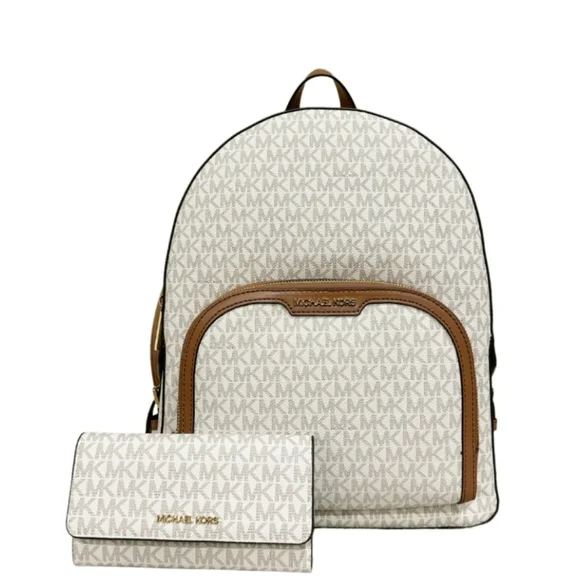 Michael Kors Jaycee Large Backpack Vanilla MK Signature + Trifold Wallet Michael Kors Jet Set Travel Large Trifold Wallet MK Vanilla  main image 2